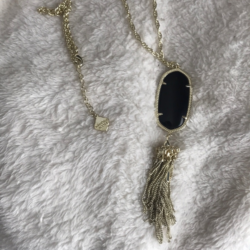 BLACK STONE KENDRA SCOTT TASSEL NECKLACE